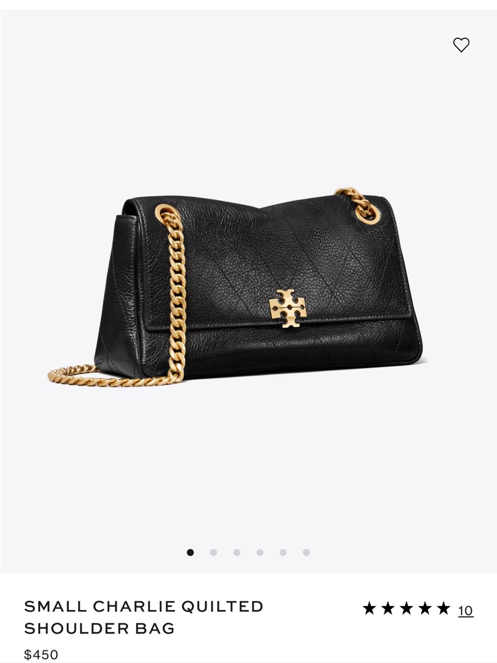 NWT Tory Burch SMALL CHARLIE QUILTED SHOULDER BAG - Picture 4 of 12